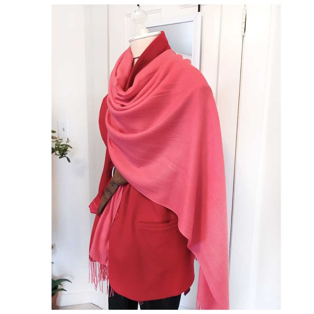 Pink Shawl with Fringe Ends